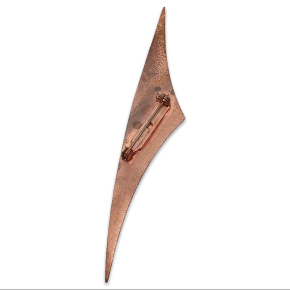 Vintage Modernist Black Enamel Copper Brooch Pin Abstract Mid-Century Modern - Picture 4 of 4